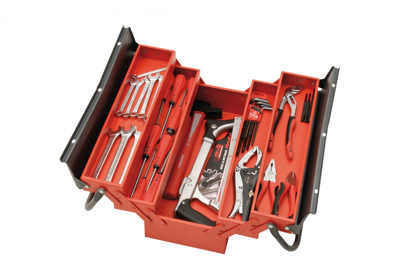 Boîte a outils 5 cases 450mm garnie 40 pièces