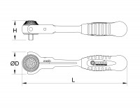 Cliquet rond tête rotative 1/2'' 02