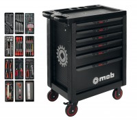 Servante proliner noire 6 tiroirs - 141 pièces