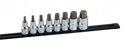 Rack de douilles tournevis hexa 1/2'' 8 pièces